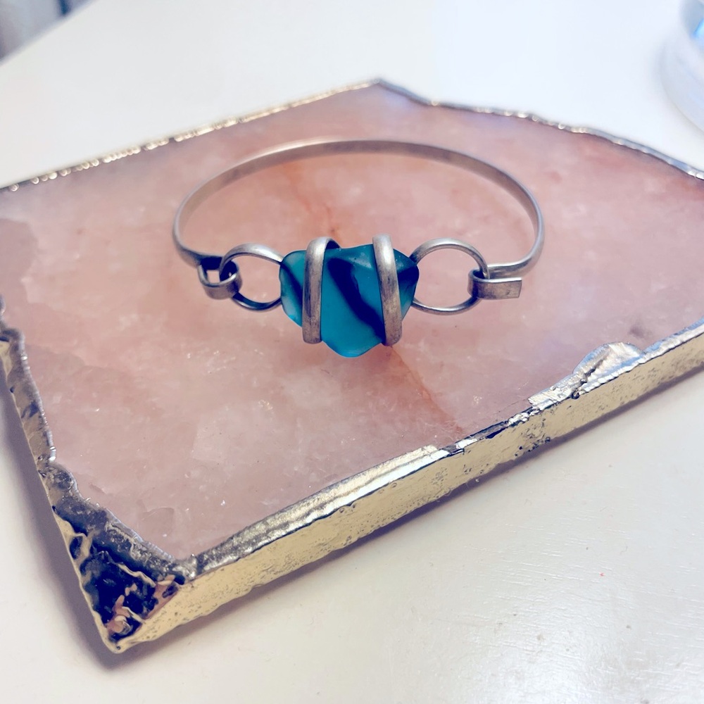 Elegant Silver and Blue Bracelet